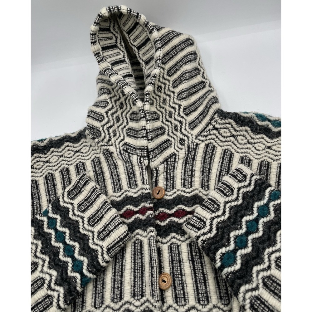 Vtg Runa Maque Handmade Wool Cardigan Sweater M‎ Aztec Bird Button Ecuador